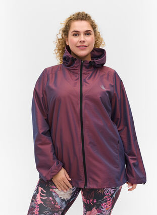 Treningsjakke med hette og justerbart snøre, Sassafras, Model image number 0