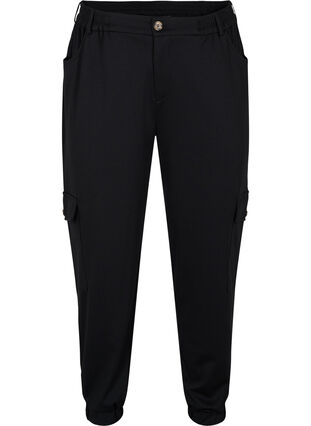 Løse bukser med strikk og lommer, Black, Packshot image number 0