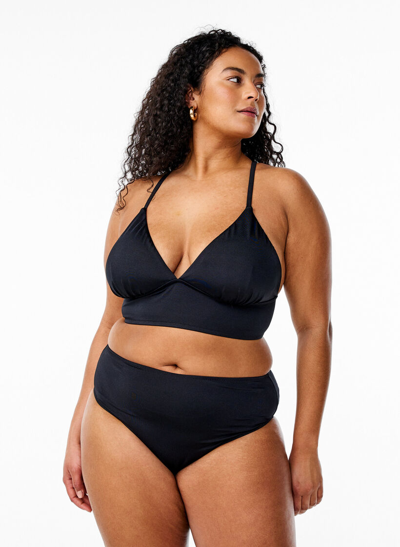 Bikinitopp med avtagbare pads og knytebånd i ryggen, Black, Model