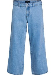 Jeans med vide ben og h&oslash;y midje, Bl&aring;