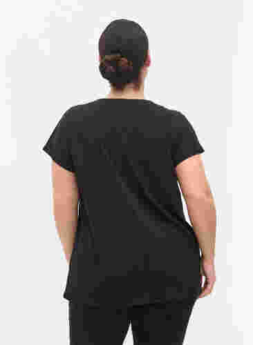 T-skjorte i bomullsmiks, Black, Model image number 2