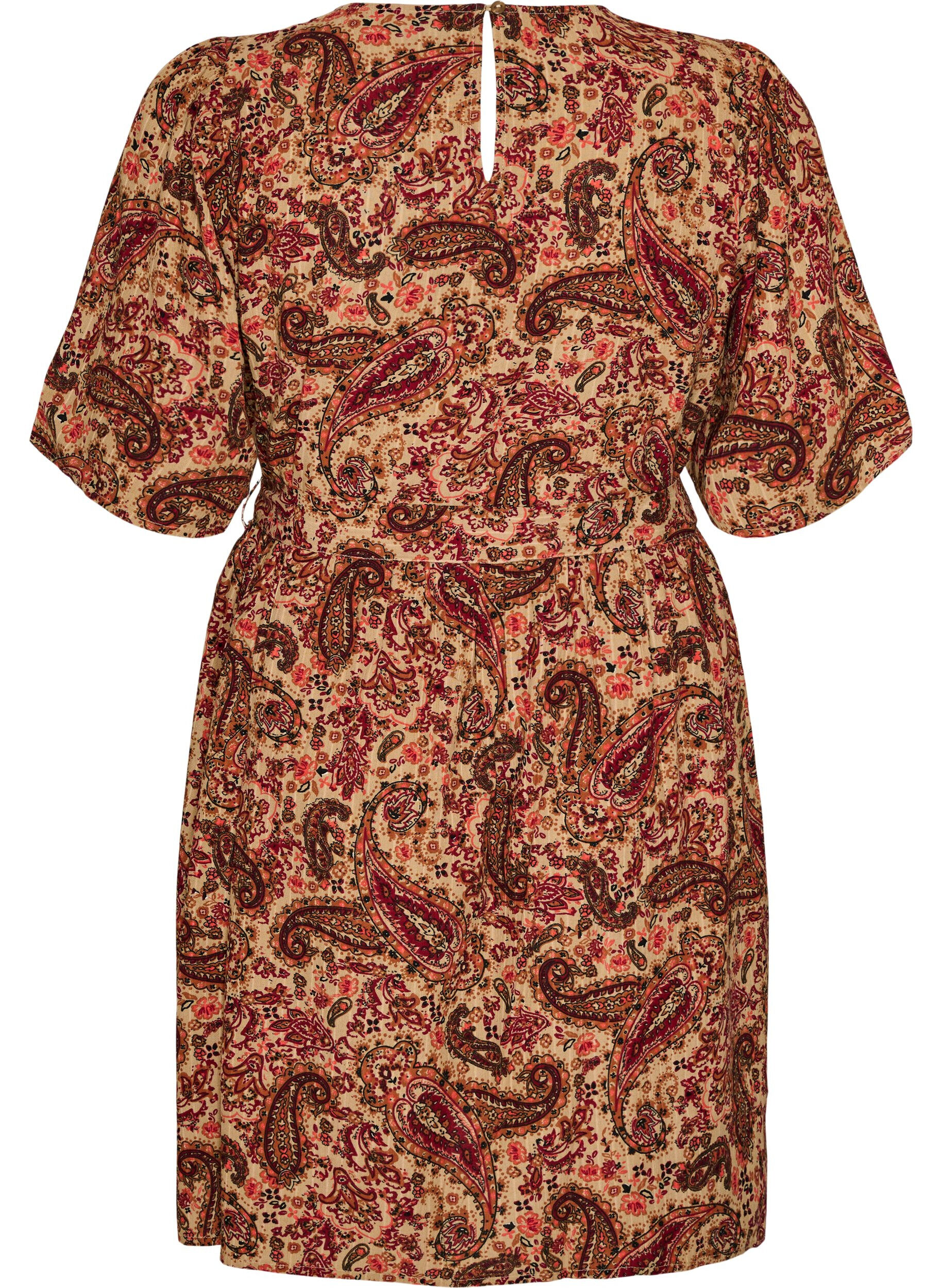 ZizziKjole med paisleytrykk og knytebelte, Brun, Packshot image number 1