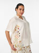 Bluse med albuelange ermer og blomsterdetaljer, Beige, Model image number 0