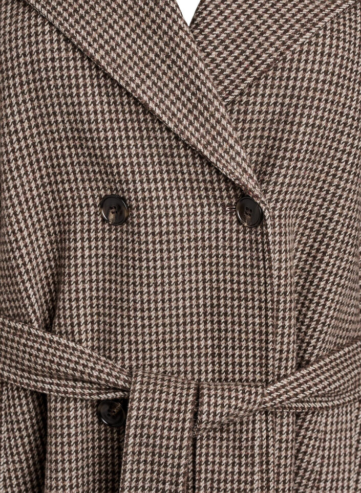 Rutete kåpe med belte, Brun, Packshot