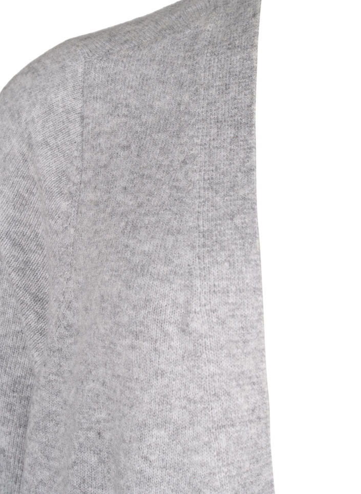 Lang strikket cardigan med lommer, Light Grey Melange, Packshot image number 2