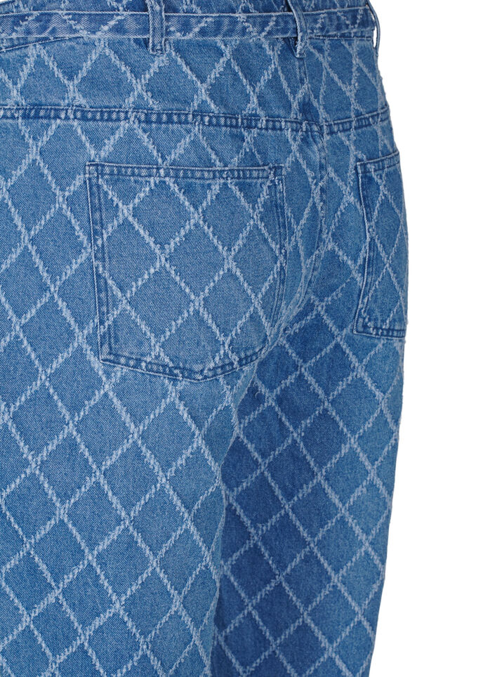 Cropped Mille jeans med destroy-mønster, Blue Denim, Packshot image number 3