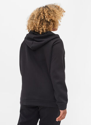 Cardigan med hette og lommer, Black, Model image number 1