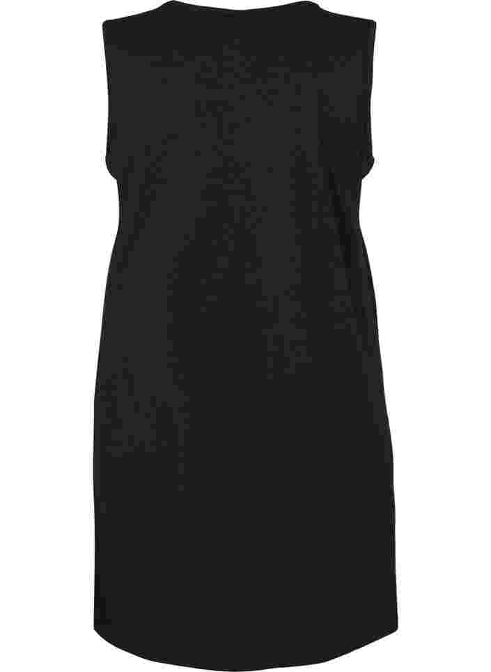 Ermeløs nattkjole med V-hals og snøre, Black, Packshot image number 1