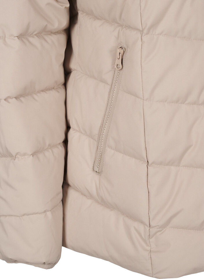 Kort boblejakke med hette, Beige, Packshot image number 3