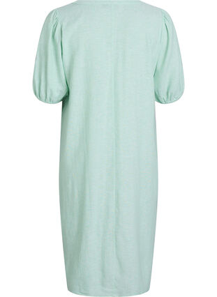 Zizzi Midikjole i lin og viskose med korte ermer, Grønn, Packshot image number 1