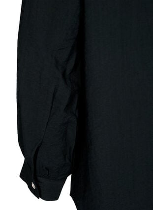 Skjortebluse i viskose med volanger, Black, Packshot image number 3