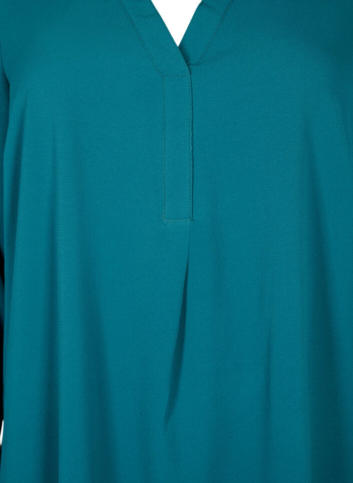 Kjole med lange ermer og V-hals., Deep Teal, Packshot image number 2