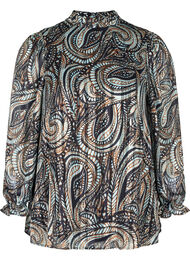 Langermet bluse med paisley-mønster, Black Paisley
