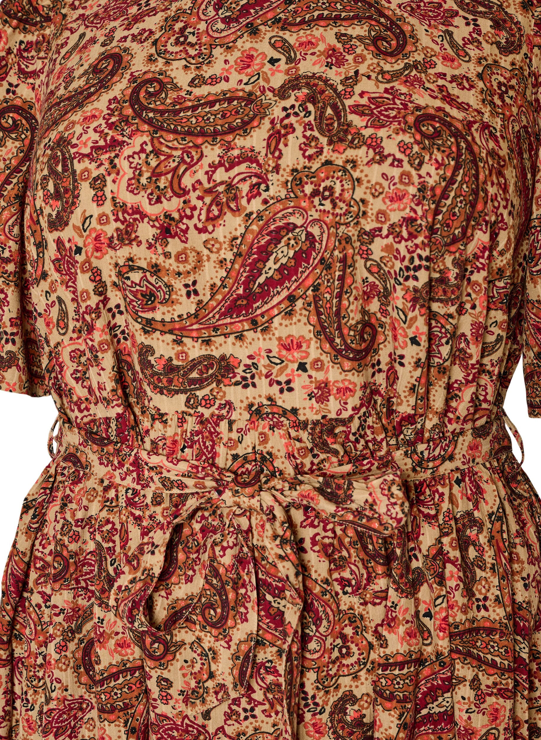 ZizziKjole med paisleytrykk og knytebelte, Brun, Packshot image number 2
