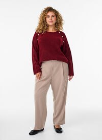 Høytlivs dressebukser med rette ben, Brun Høytlivs dressebukser med rette ben, Brun, Model
