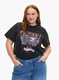 Økologisk bomullsskjorte med Eagle-motiv, Grey California, Model