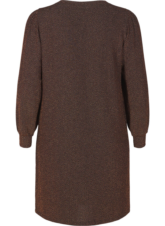 Kjole med sikksakkmønster og glitter, Copper ZigZagShimmer, Packshot image number 1