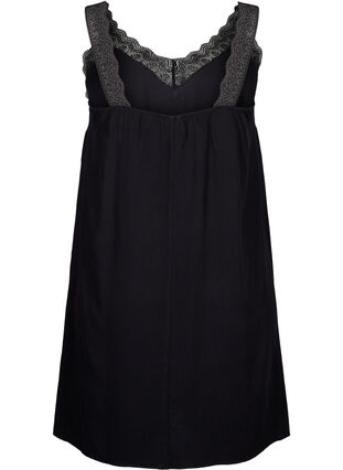 Zizzi Stroppkjole i viskose med blonder, Black, Packshot image number 1