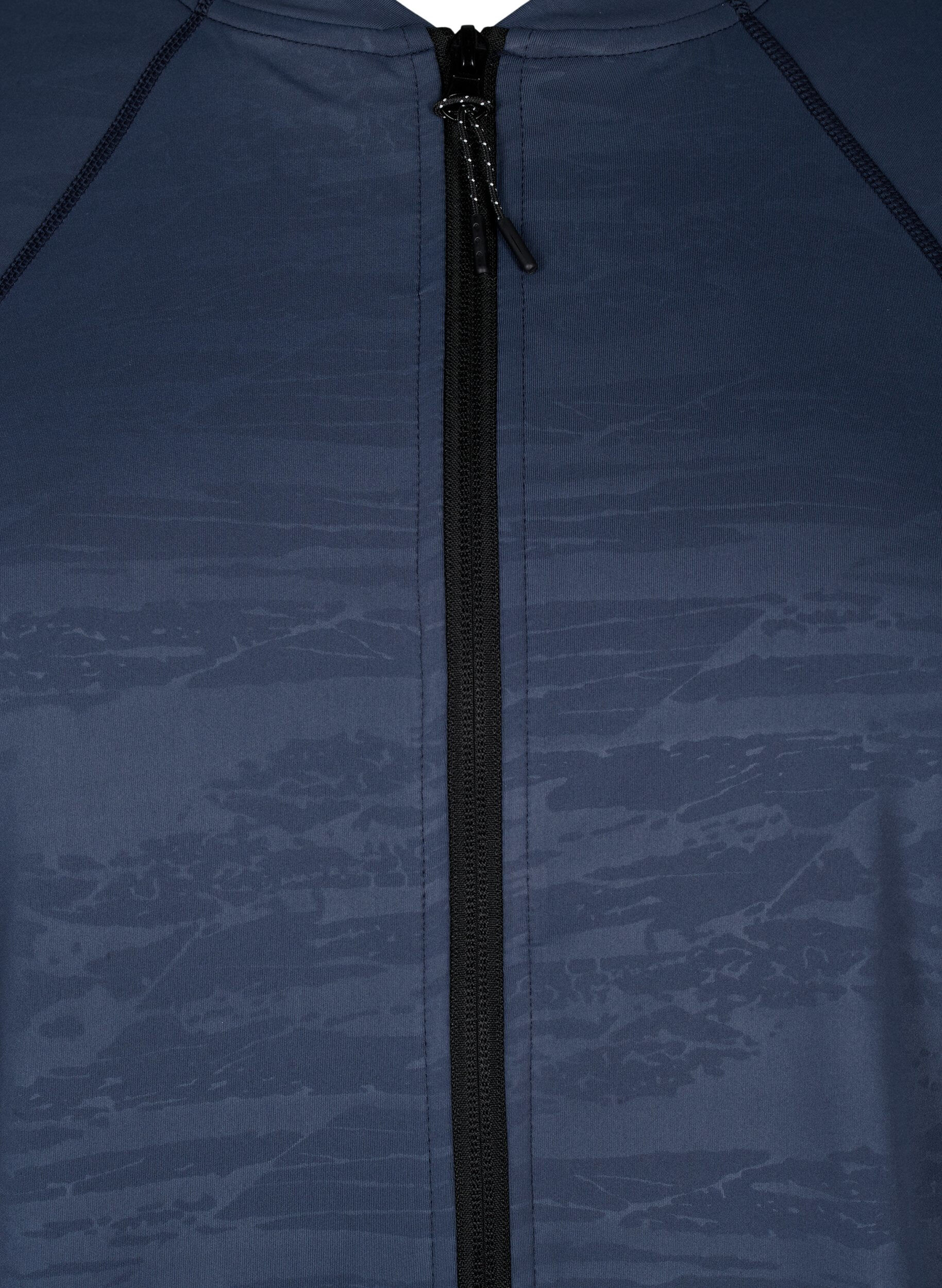 Zizzi Treningsbluse med glidel&aring;s, Mood Indigo, Packshot image number 2