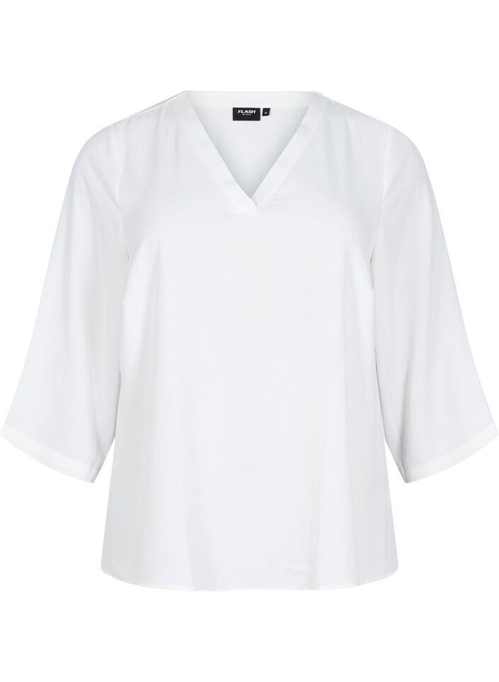 Bluse med 3/4 ermer, Vanilje, Packshot image number 0