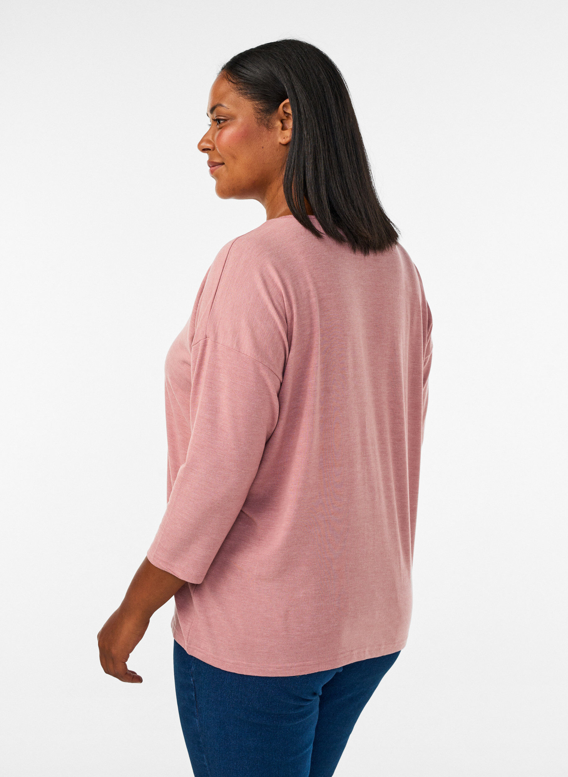 ZizziJersey bluse med 3/4 ermer, Rosa, Model image number 2