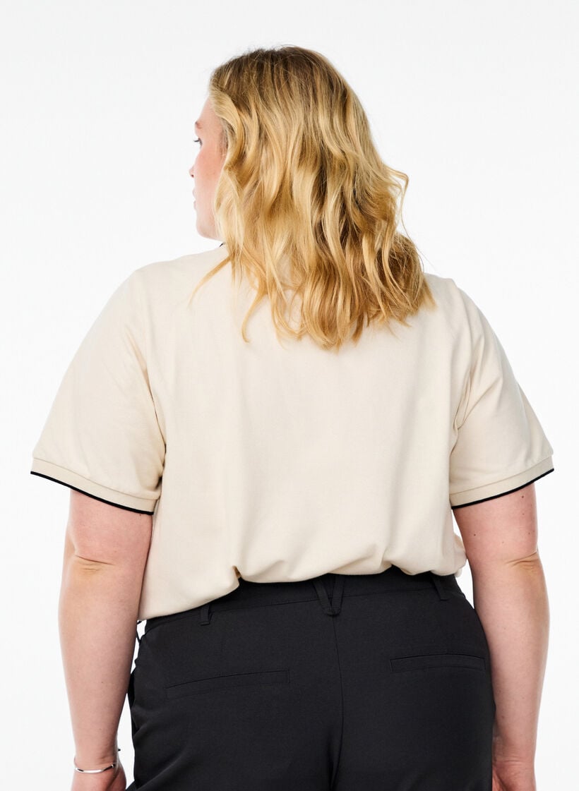Kortermet poloskjorte, Beige, Model image number 2