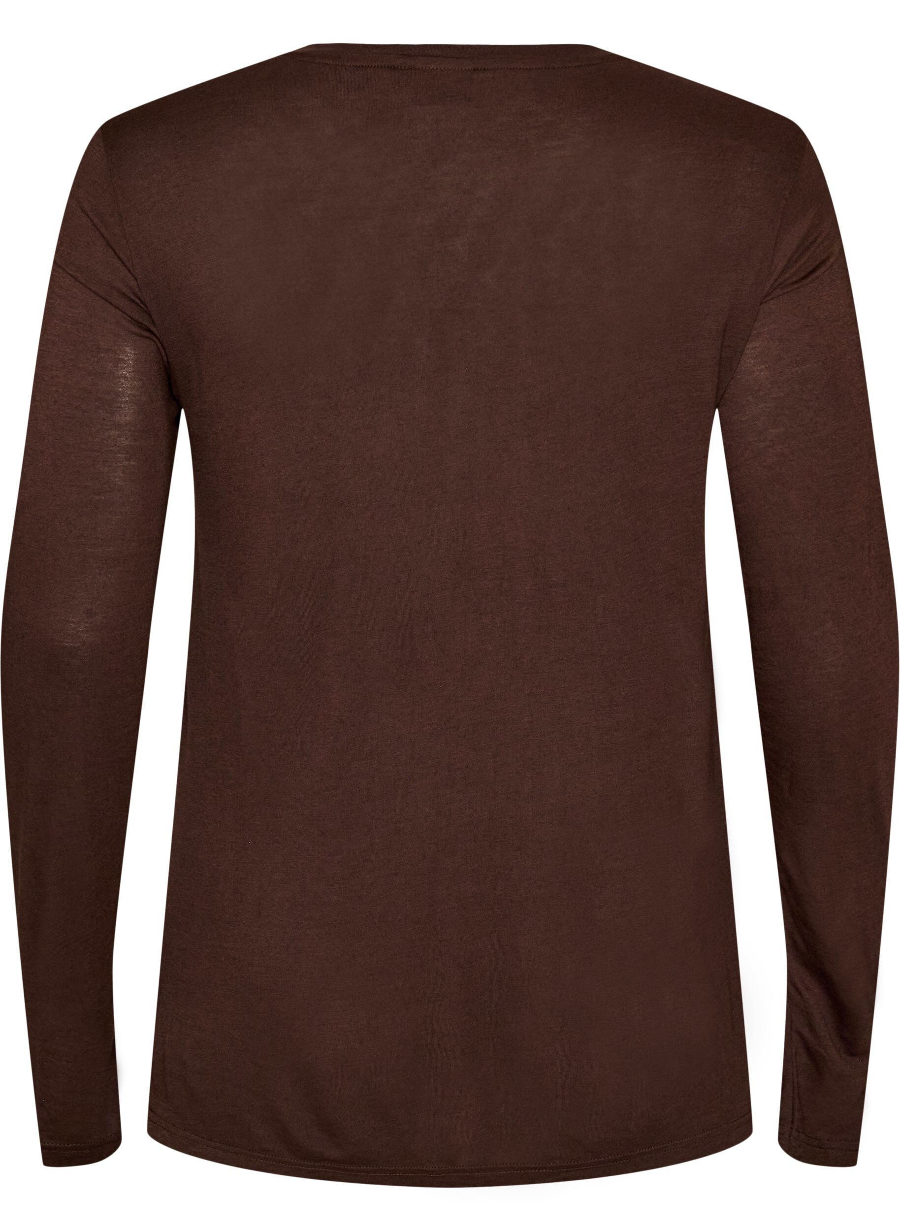 ZizziLangermet bluse i ull og viskose, Brun, Packshot image number 1