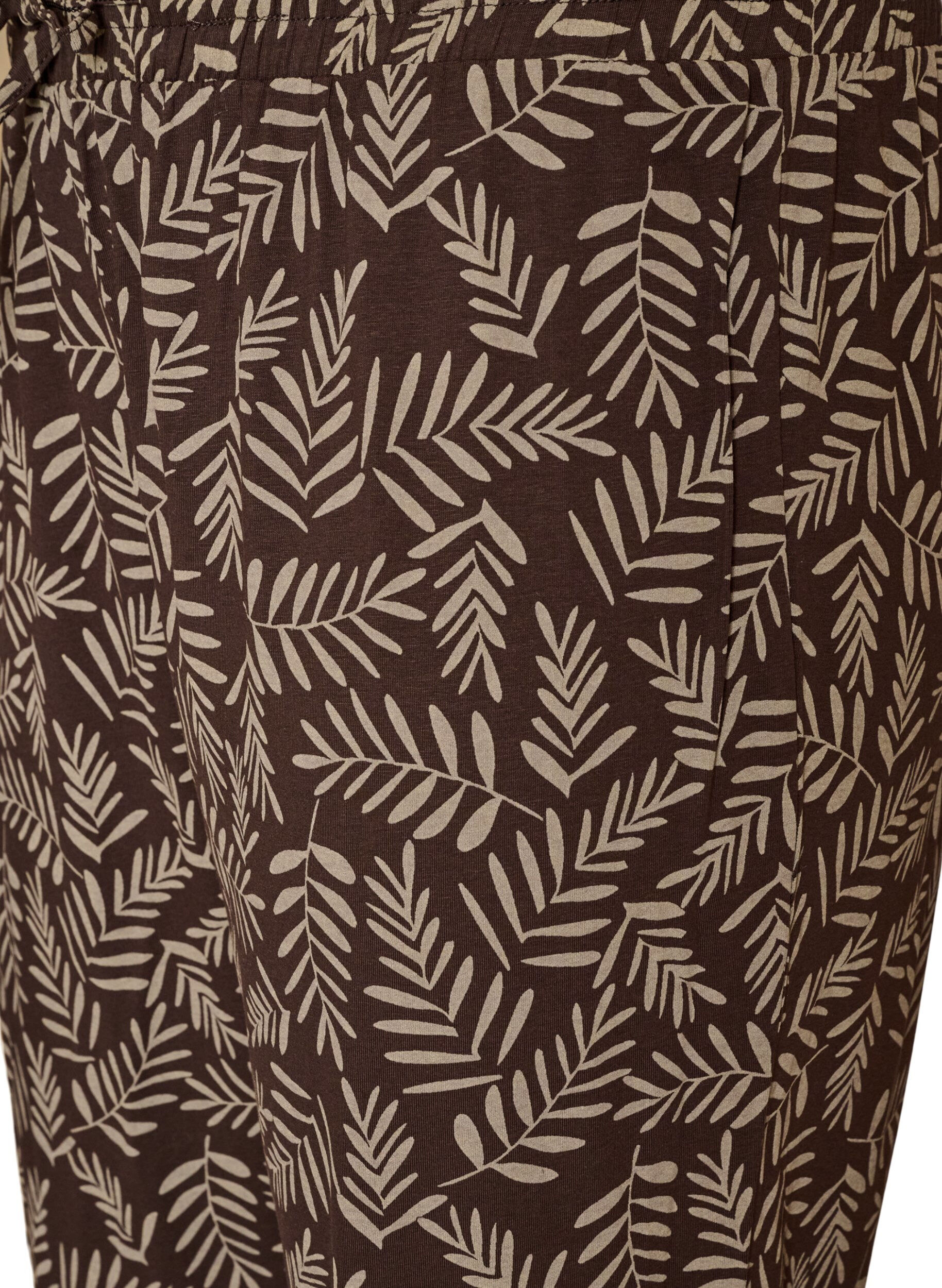 ZizziBomulls pyjamasbukser med trykk, Brun, Packshot image number 2