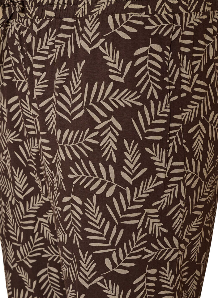Bomulls pyjamasbukser med trykk, Brun, Packshot image number 2