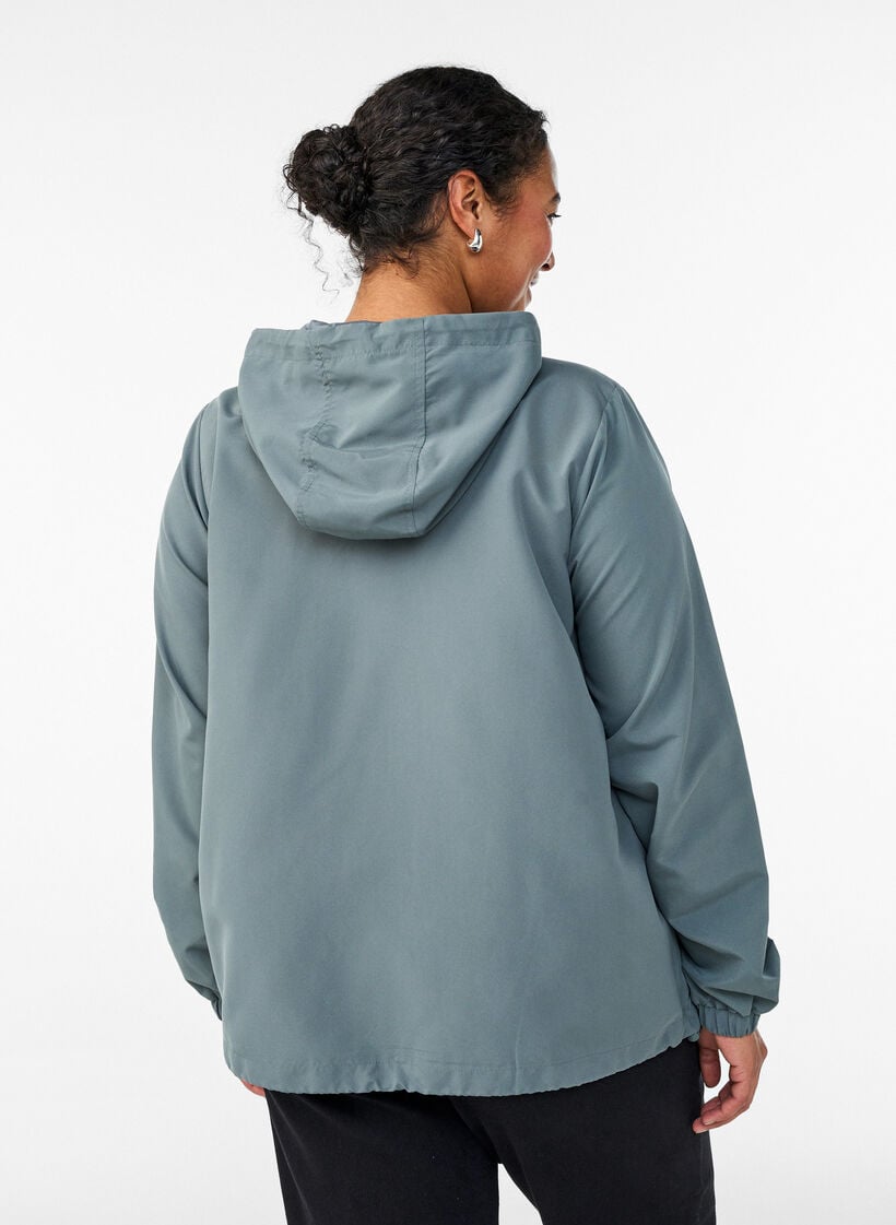 Lett jakke med hette og glidel&aring;s, Gr&oslash;nn, Model image number 2