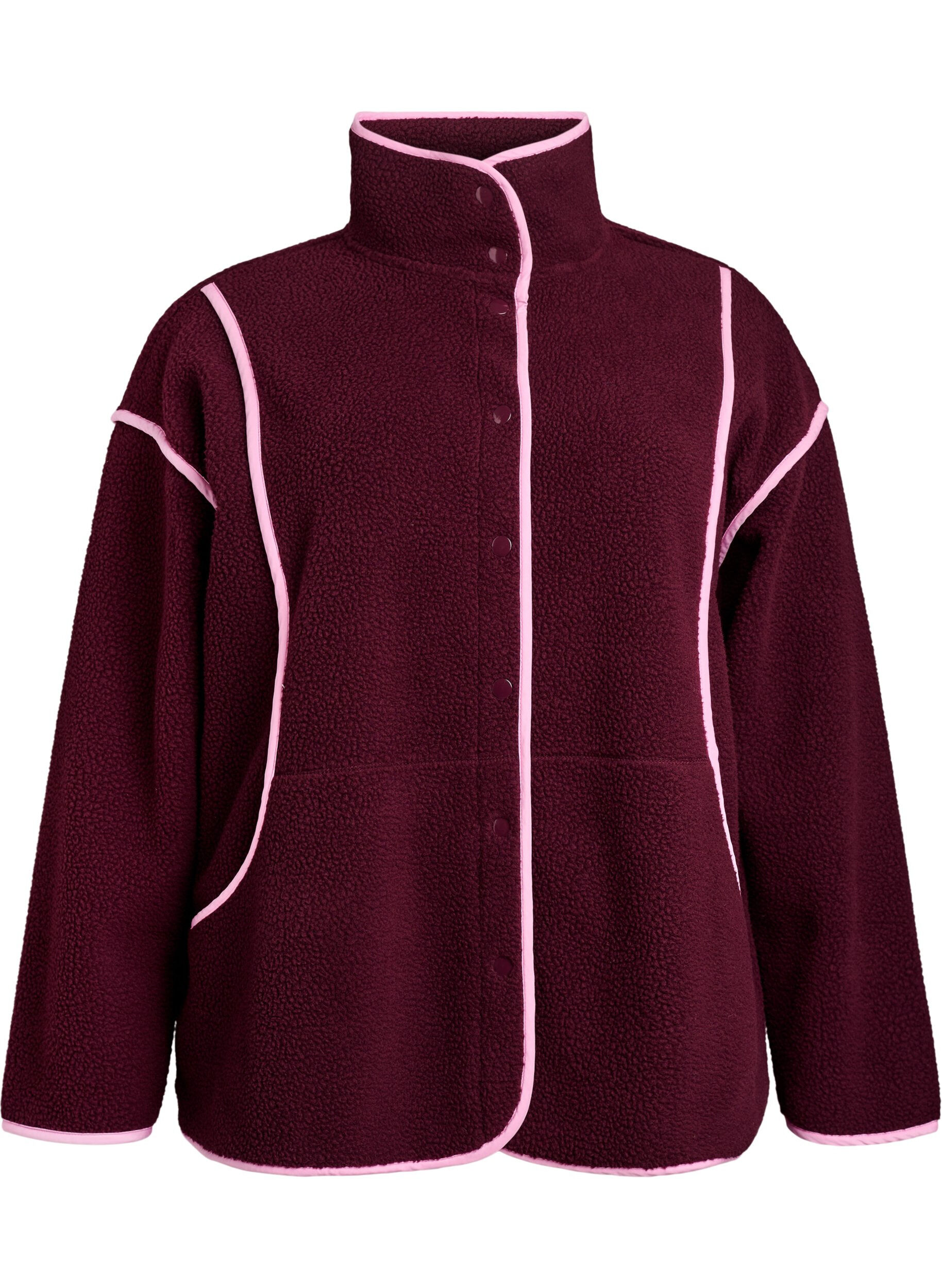 Teddyjakke med kontrastdetaljer