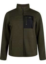 Sporty fleecejakke med lommer, Forest Night