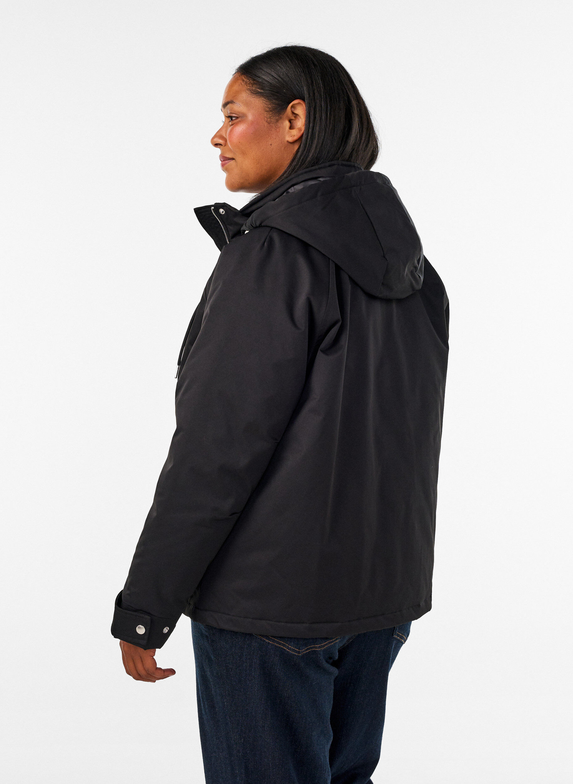 ZizziPolstret parkas med avtakbar hette, Svart, Model image number 2