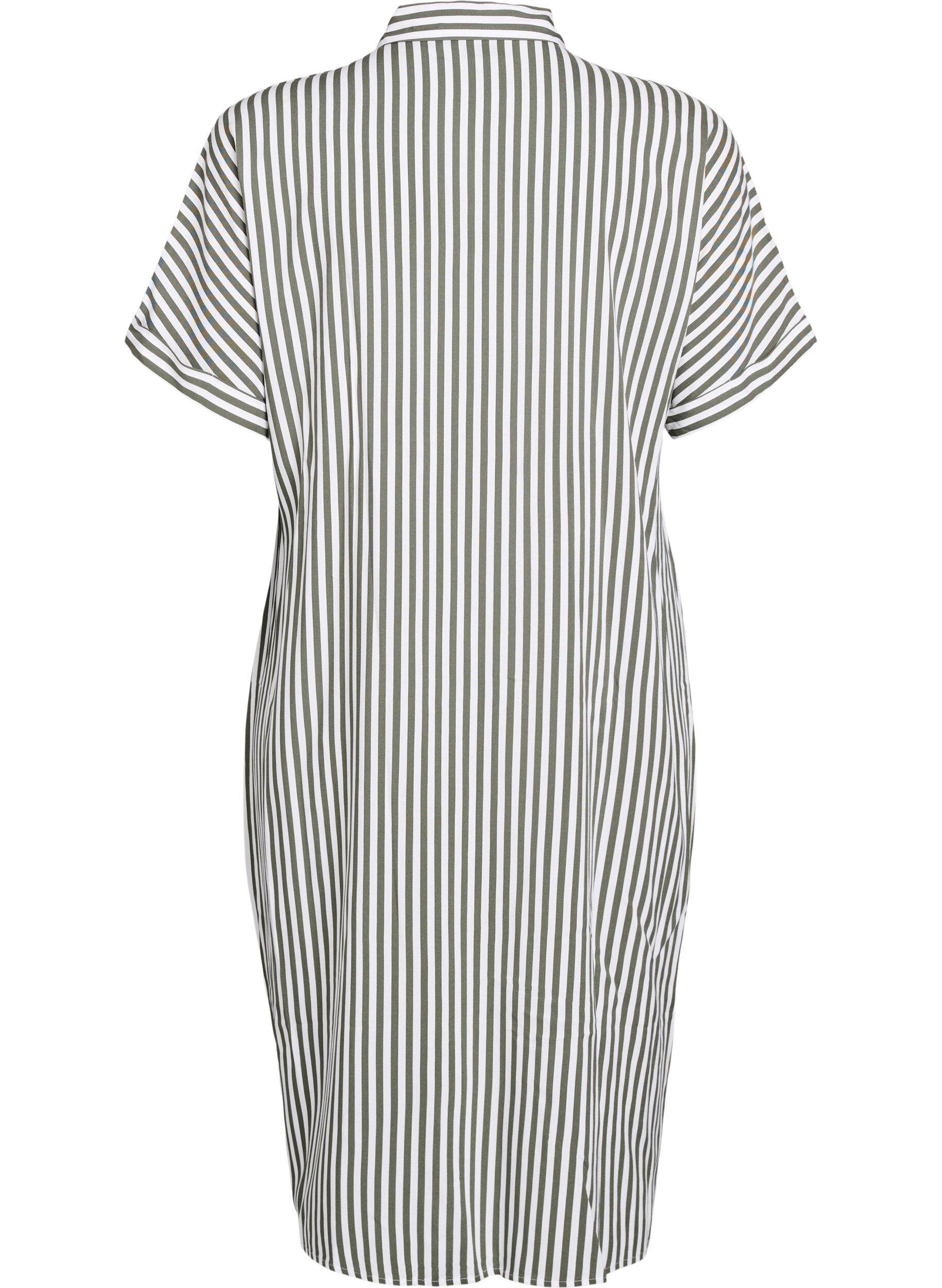 Zizzi FLASH - Lang skjortekjole med korte ermer, Gr&oslash;nn, Packshot image number 1