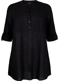 Tunika i bomull med 3/4-ermer, Black