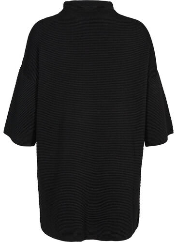 Strikkekjole med avkortede ermer, Black, Packshot image number 1
