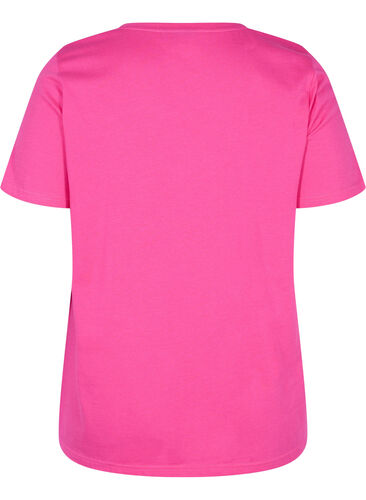 Kortermet T-skjorte i bomull med trykk, Magenta Beautiful, Packshot image number 1