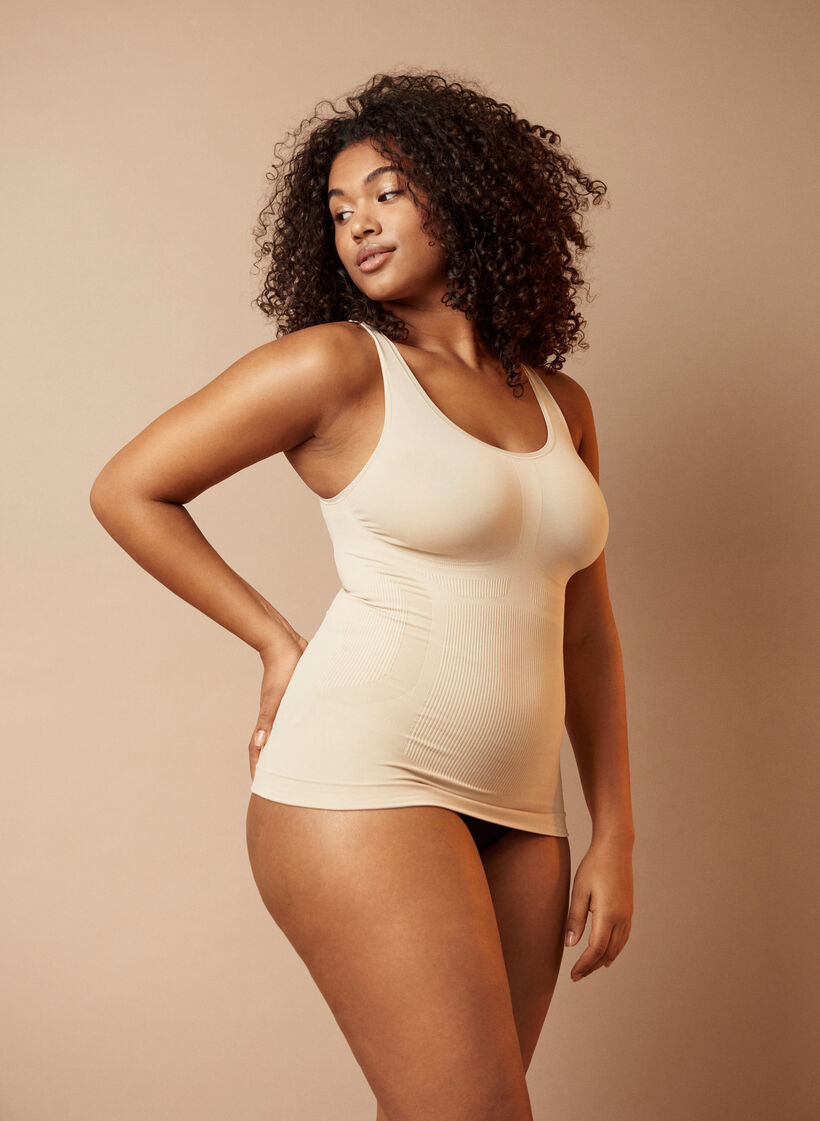 Shapewear topp med brede stropper, Beige, Image image number 1