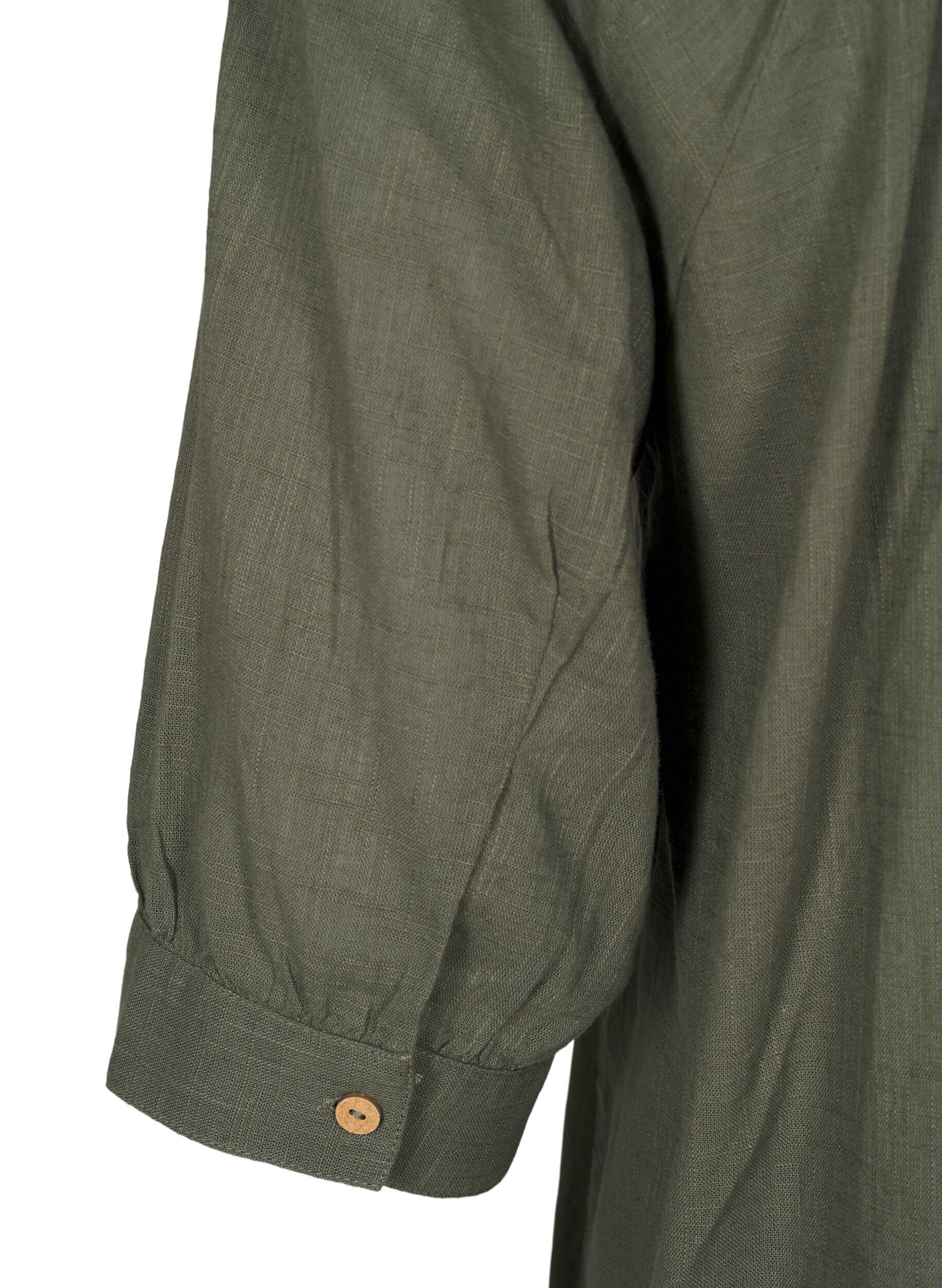 Zizzi Bomullstunik med V-hals, Gr&oslash;nn, Packshot image number 3