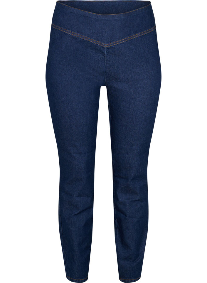 Stretchy jeggings i bomullsblanding, Dark blue, Packshot image number 0