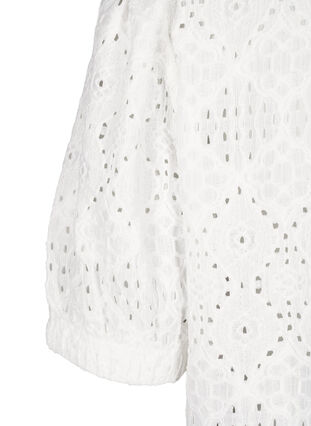 Zizzi Kortermet bluse med blondemønster, Bright White, Packshot image number 3