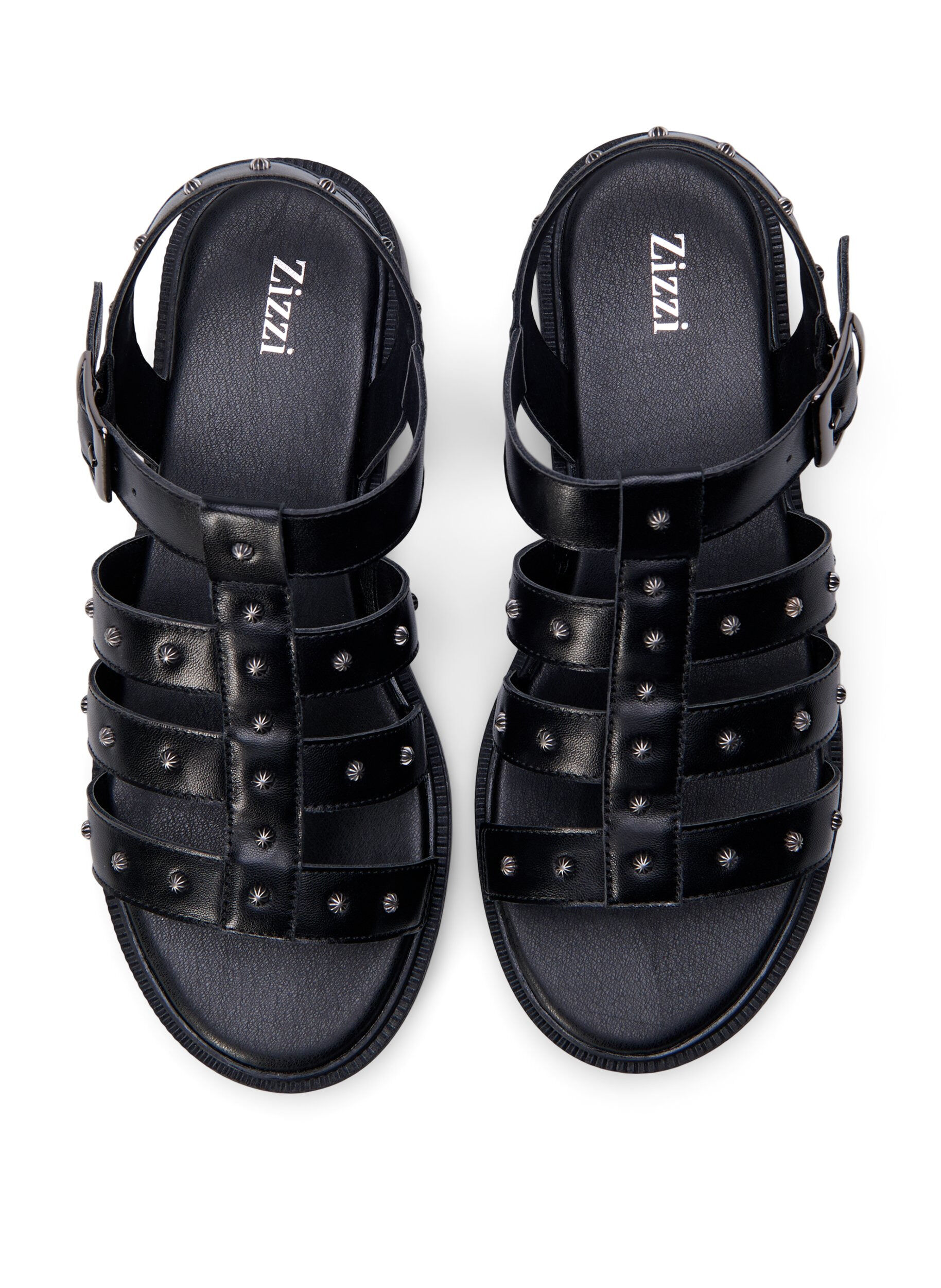 Zizzi Sandal med bred passform og nagler, Svart, Packshot image number 2