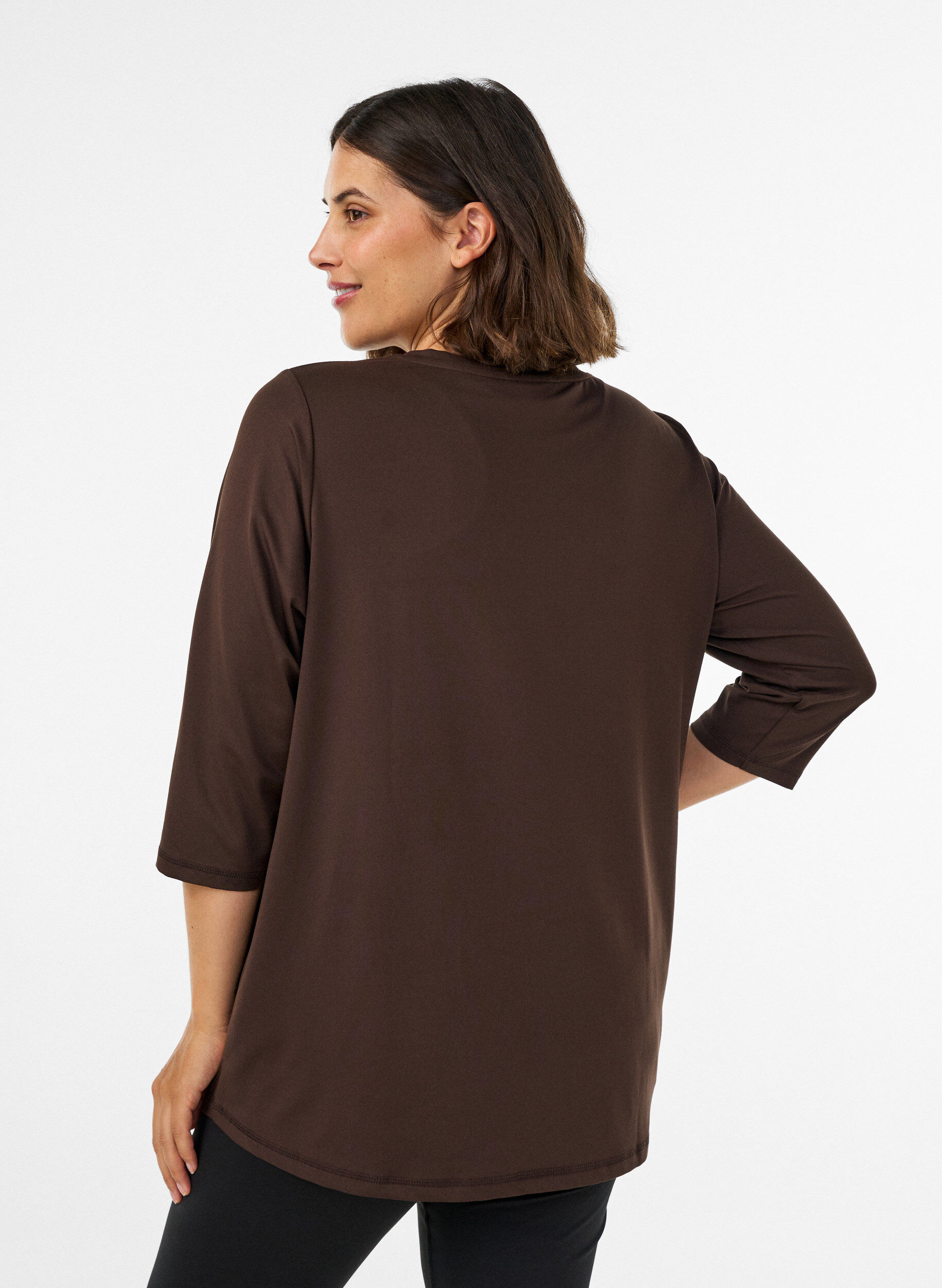 ZizziTreningsgenser med 3/4-ermer, Brun, Model image number 2