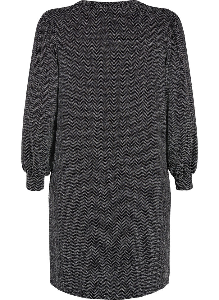 Kjole med sikksakkmønster og glitter, Silver ZigZagShimmer, Packshot image number 1