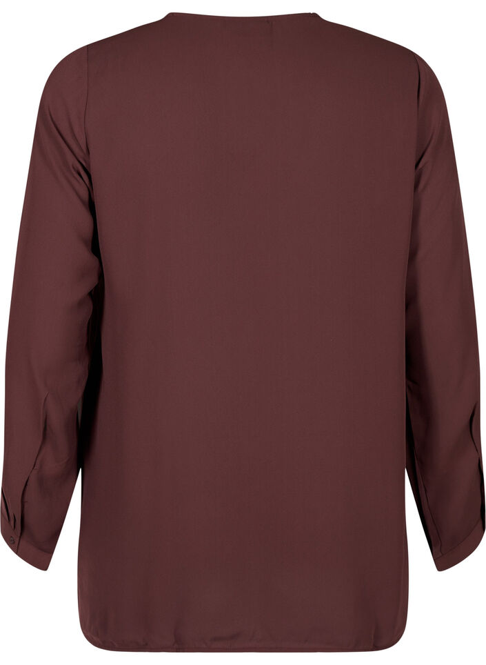 Ensfarget skjorte med V-hals, Fudge, Packshot image number 1