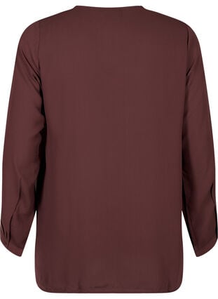 Ensfarget skjorte med v-hals, Fudge, Packshot image number 1