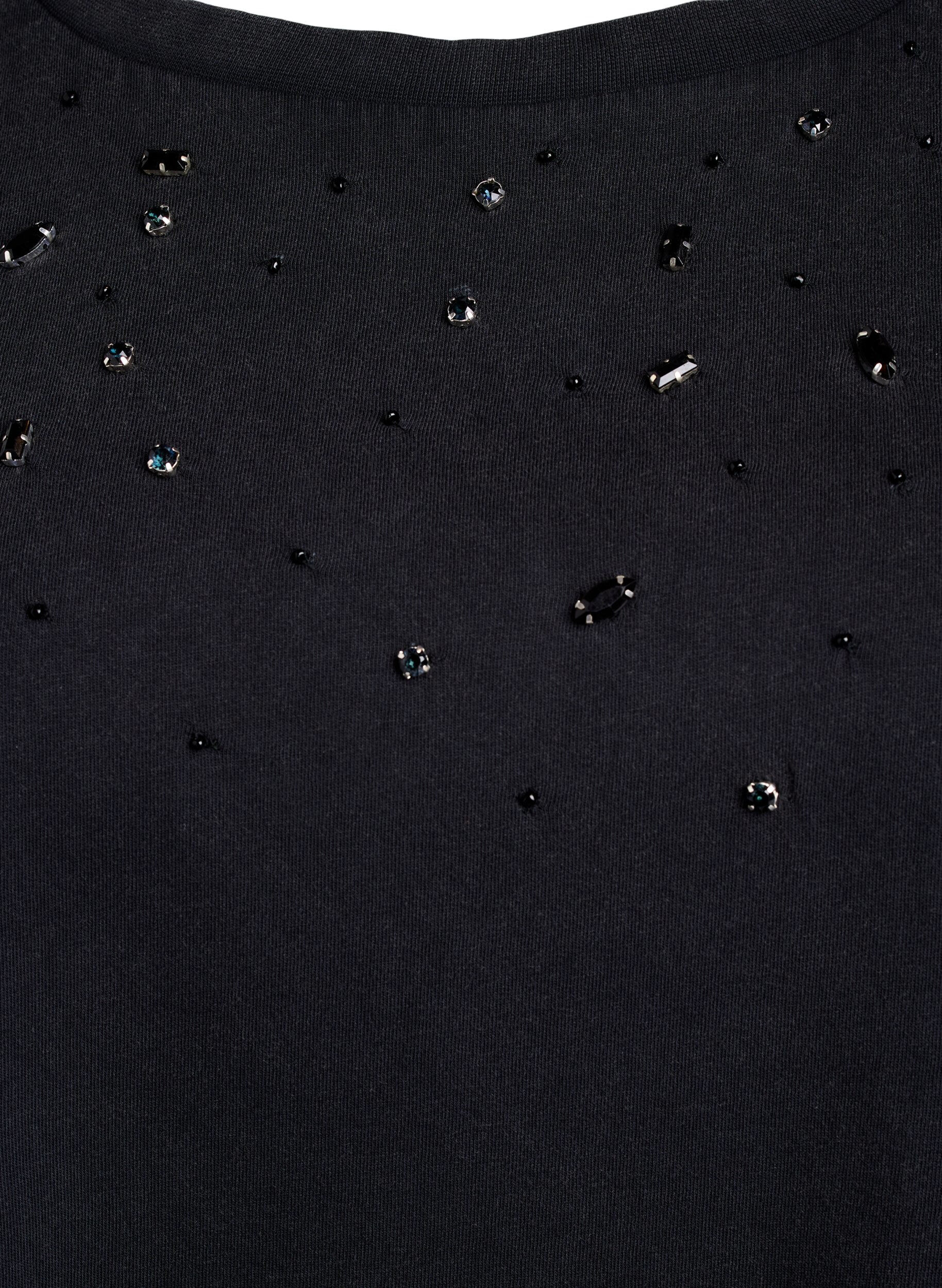 Zizzi Boxy T-skjorte med perler og rhinesteiner, Gr&aring;, Packshot image number 2