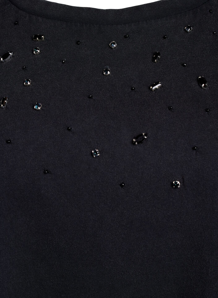 Boxy T-skjorte med perler og rhinesteiner, Grå, Packshot image number 2