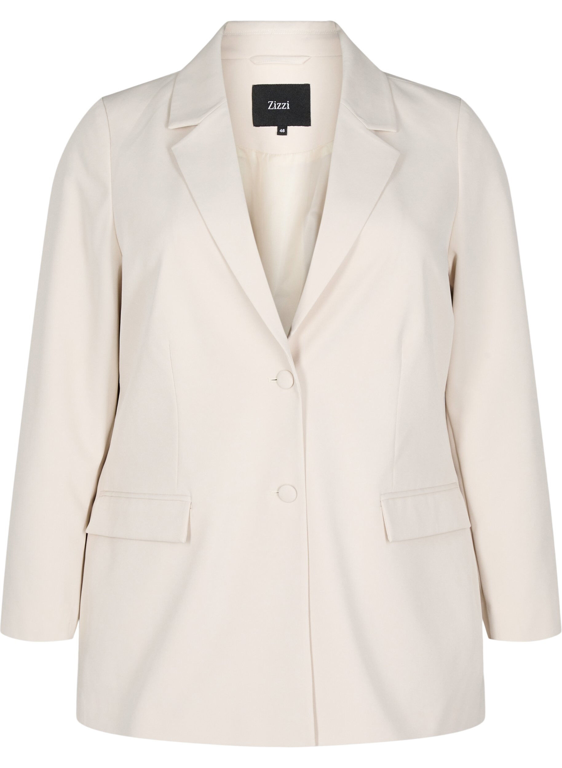 Zizzi Klassisk blazer med knappelukking, Beige, Packshot image number 0