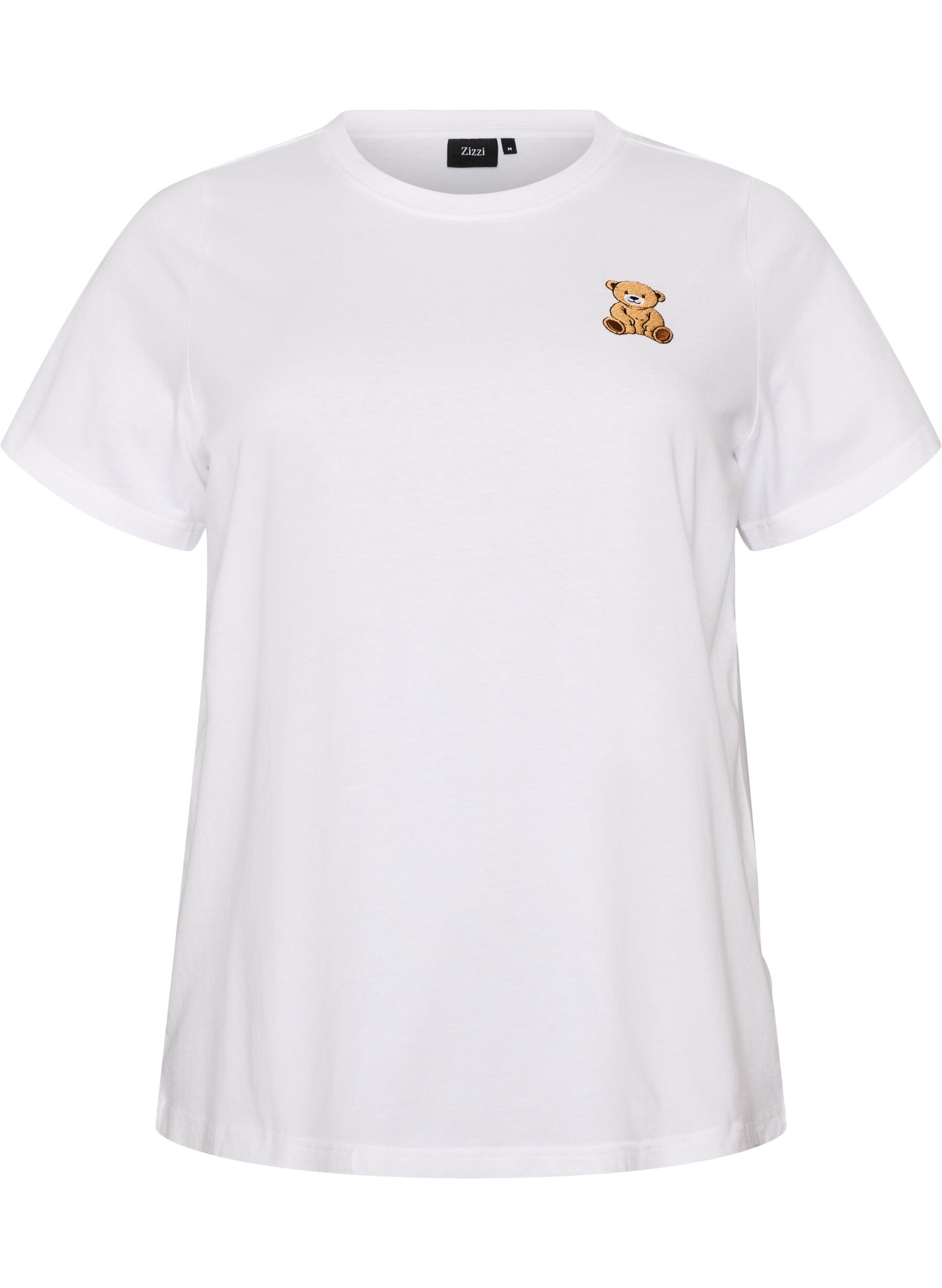 ZizziT-skjorte i &oslash;kologisk bomull med teddybj&oslash;rnmotiv, Hvit, Packshot image number 0